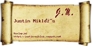 Justin Miklós névjegykártya