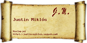 Justin Miklós névjegykártya